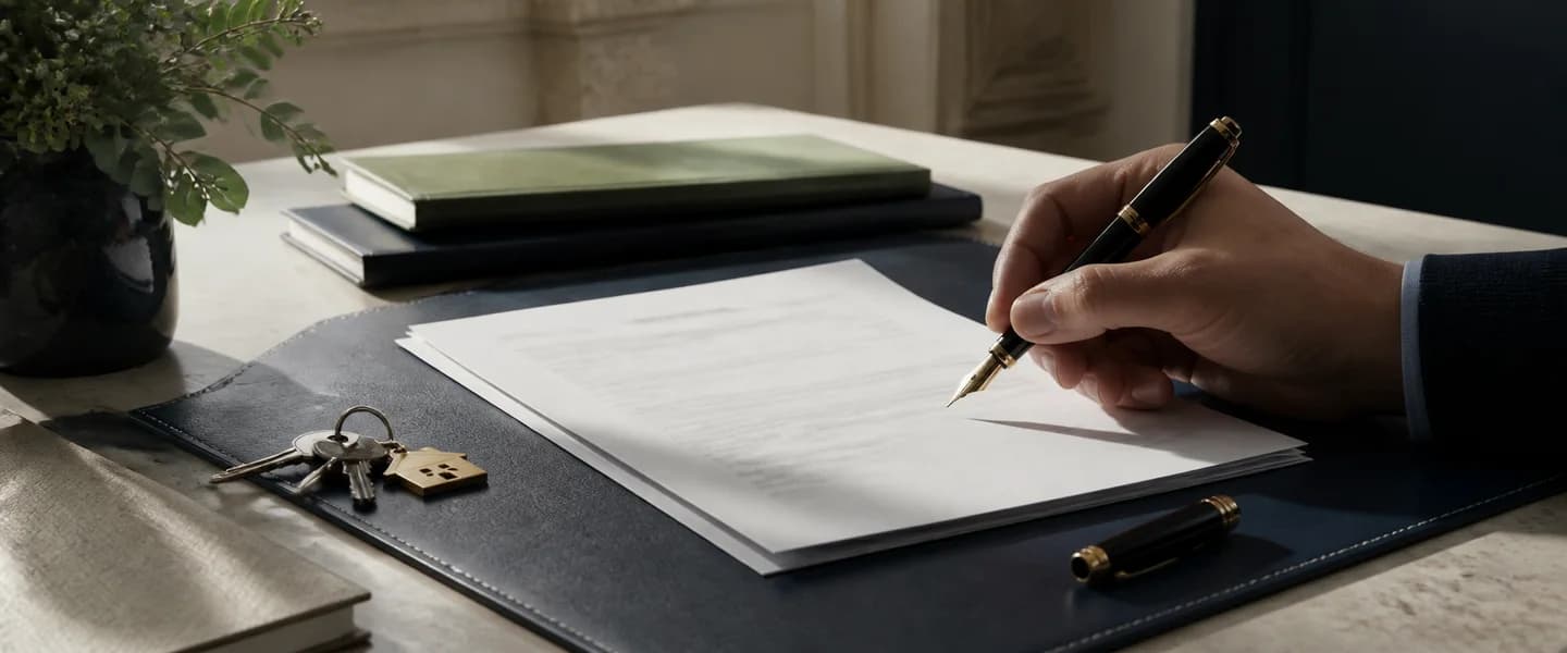 Contrato de alquiler con opción a compra junto a las llaves del inmueble.